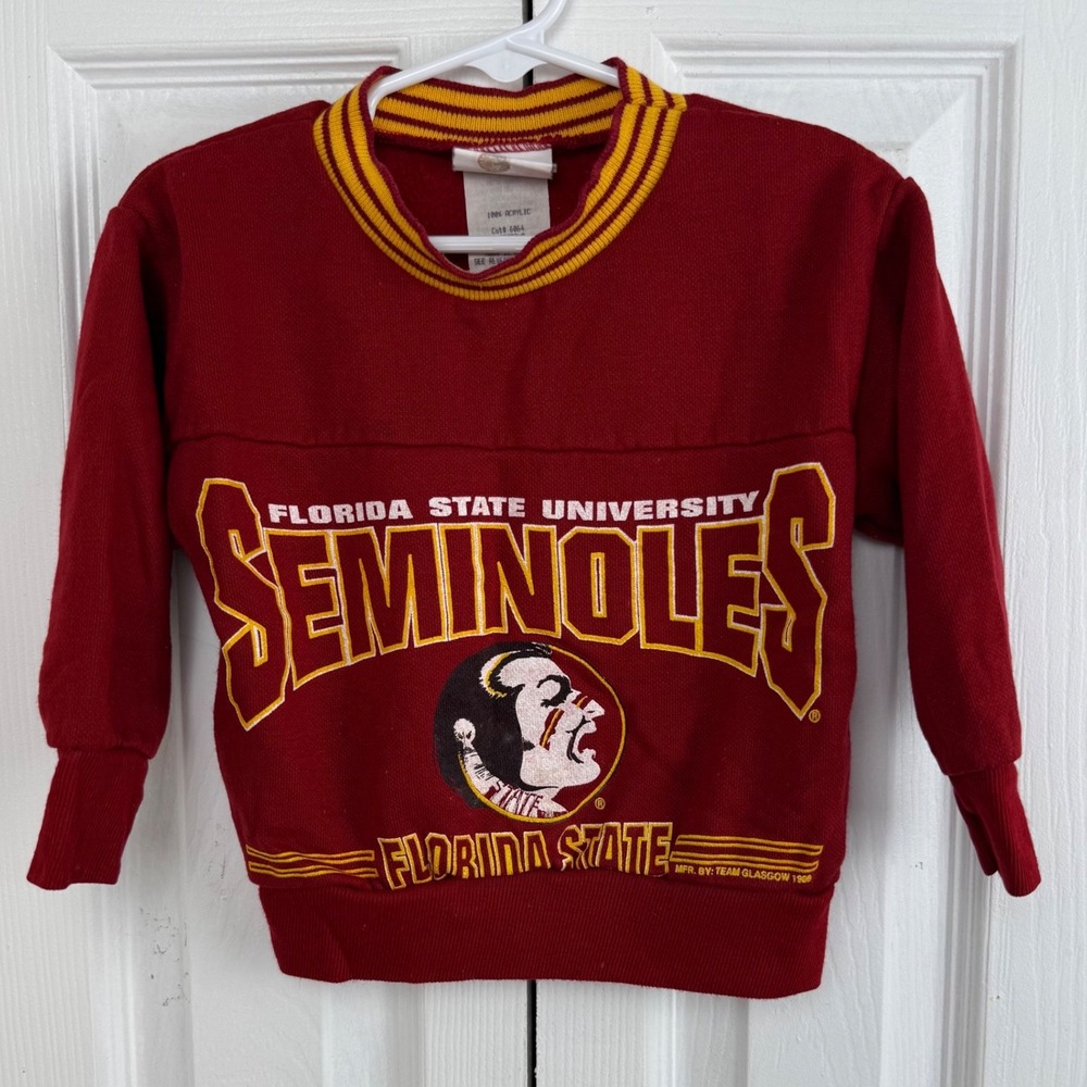 Vintage 80s Florida State Seminoles Kids Sweatshirt 2T Team Glasgow FSU USA‎